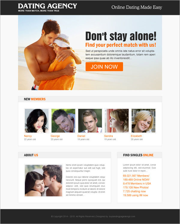 Image result for Aura Dating Agency landing page