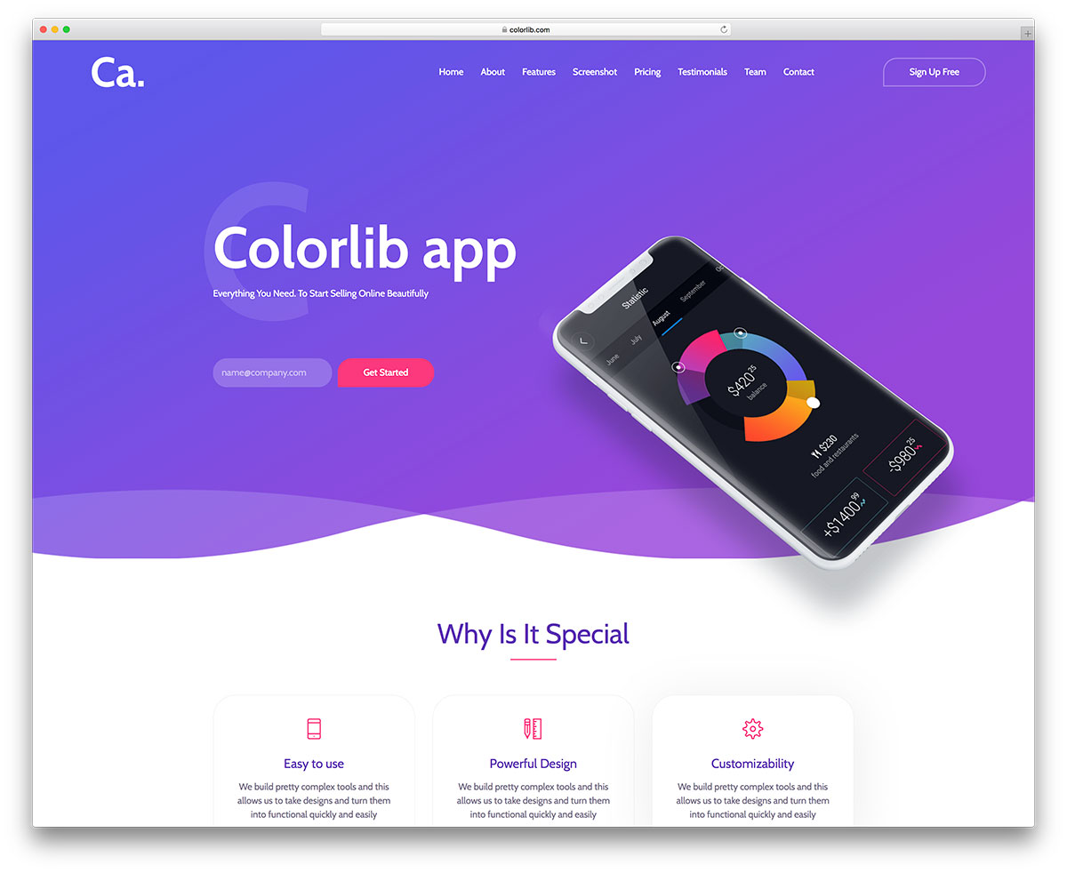 Image result for Ca App Landing landing page template