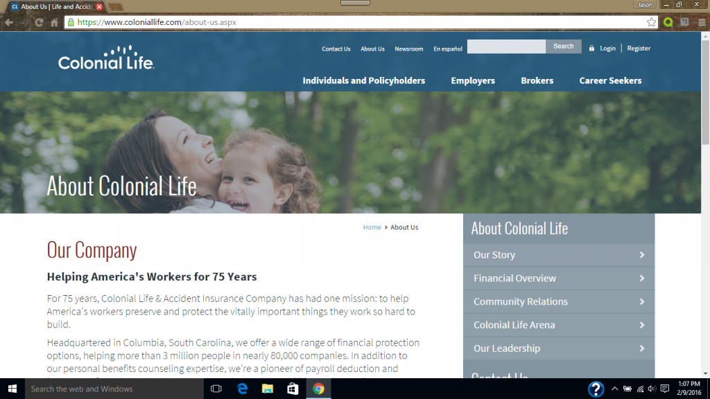 Image result for Colonial life insurance screenshot