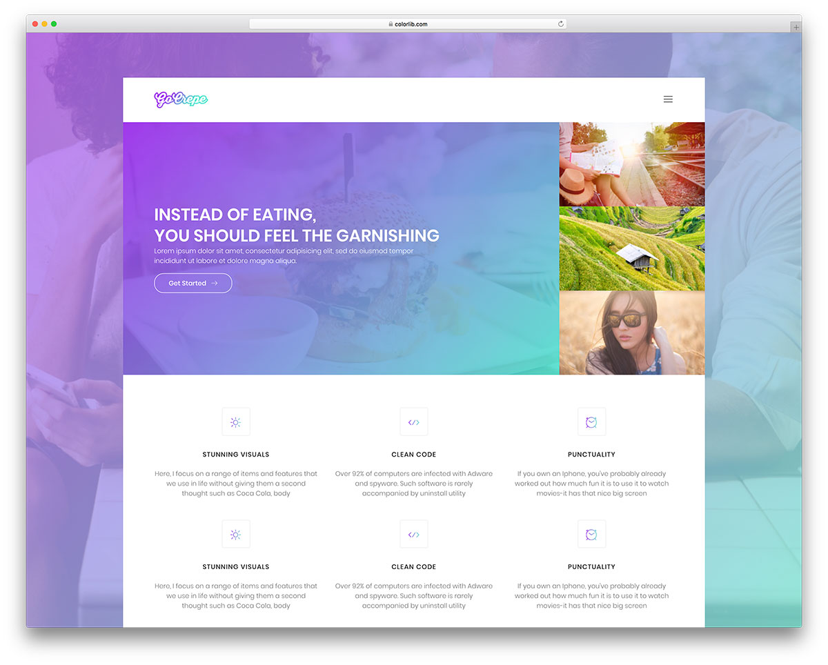 Image result for Go Crepe landing page template