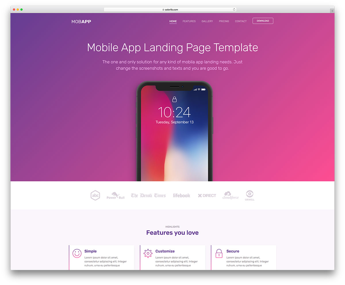 Image result for MobApp landing page template